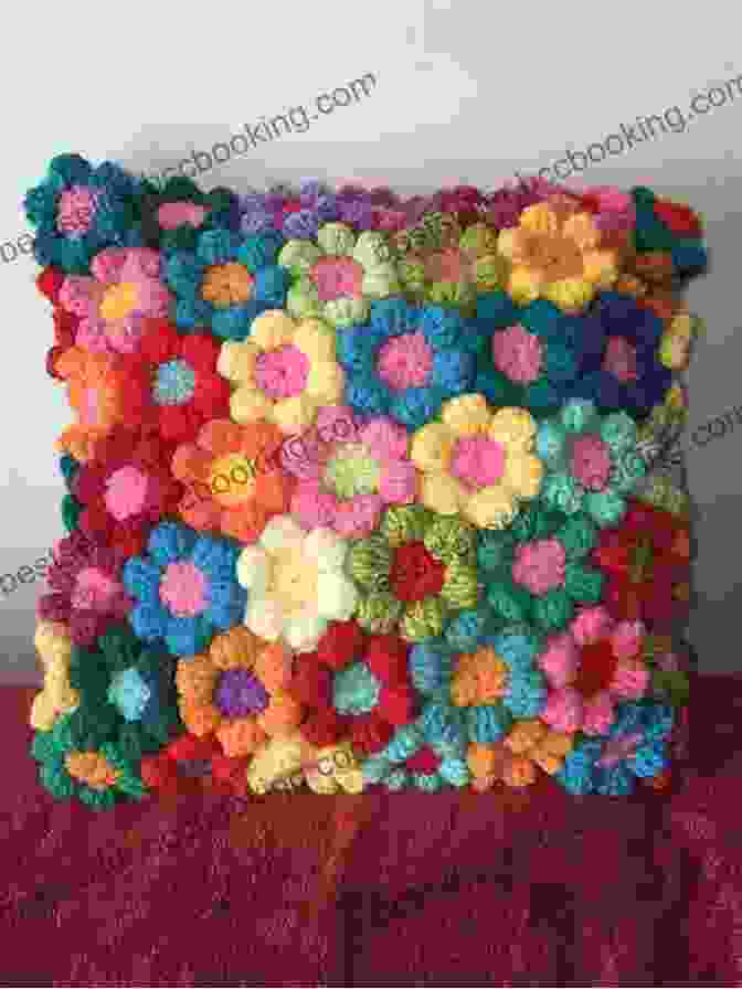 A Beautiful Arrangement Of Crocheted Flower Pillows In Various Colors And Sizes Flower Pillows Vintage Crochet Pattern