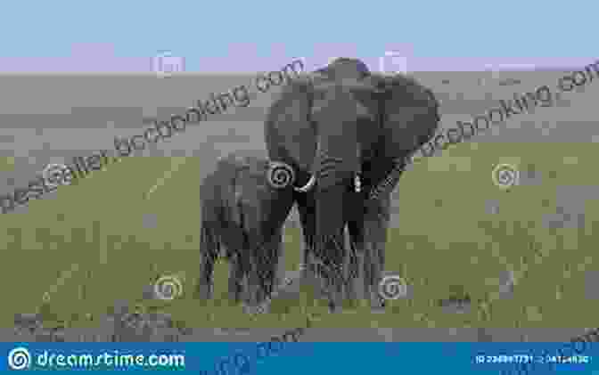 A Majestic African Elephant Gently Nurtures Her Playful Calf, Showcasing The Unwavering Bond Between Mother And Offspring. Mother S Love: Animal Moms And Their Babies