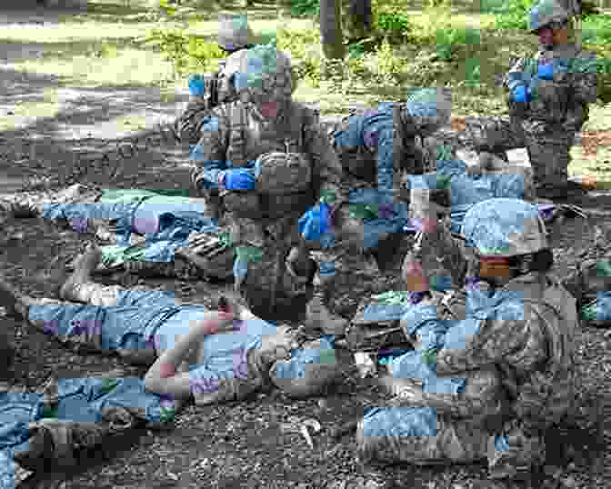 A Medical Professional Treating A Soldier's Wound On A Battlefield Tactical Combat Casualty Care And Wound Treatment