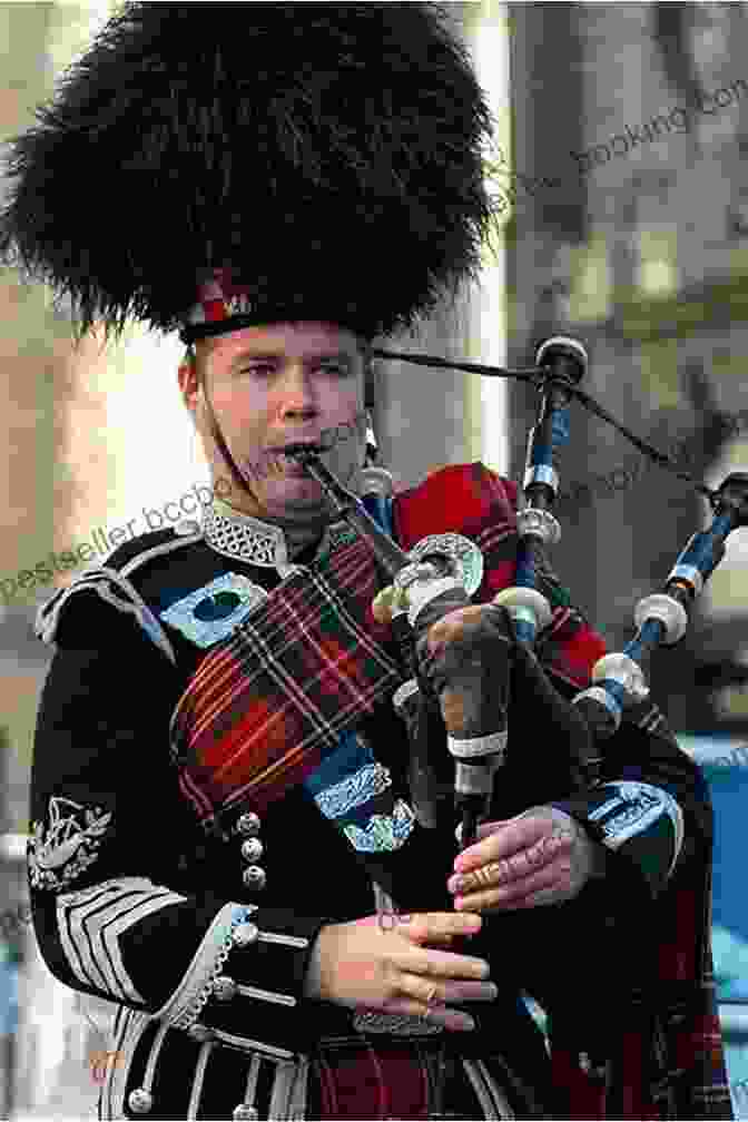 Close Up Of A Traditional Scottish Bagpiper In Full Regalia. DK Eyewitness Scotland (Travel Guide)