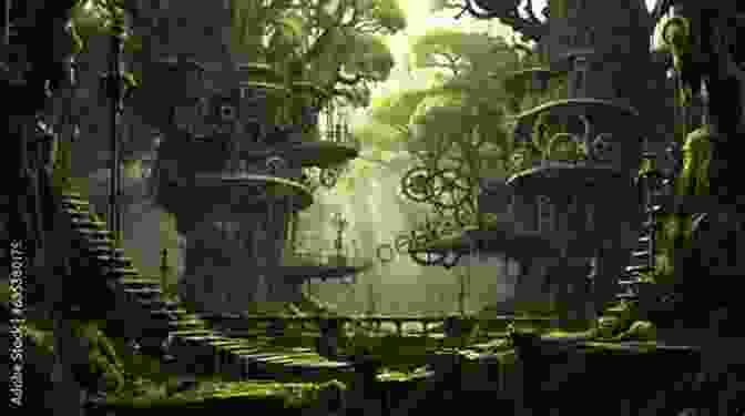 Illustration Of The Clockwork Forest In Mechanika Revised And Updated, Depicting Towering Trees With Gears, Cogs, And Steam Rising Into The Air Mechanika Revised And Updated: Creating The Art Of Space Aliens Robots And Sci Fi