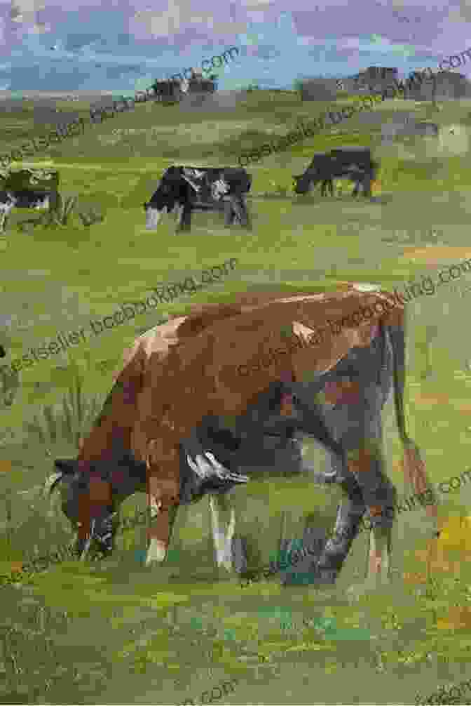 Image Of A Landscape Painting With Grazing Cows And A Distant Figure Painting Romantic Country Scenes In Oils