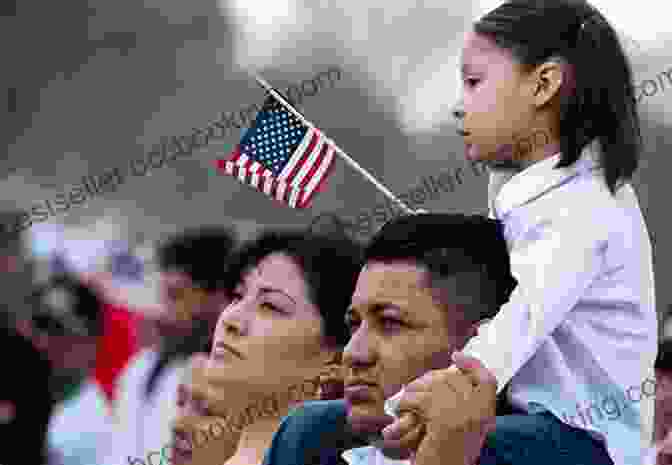 Immigrant Family Embracing The American Flag Immigrant: A Journey To The American Dream